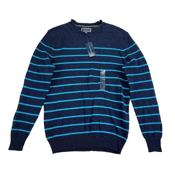 Club Room Mens Gregor Striped Knit Crewneck Sweater Blue S - Picture 1 of 4